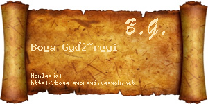 Boga Györgyi névjegykártya